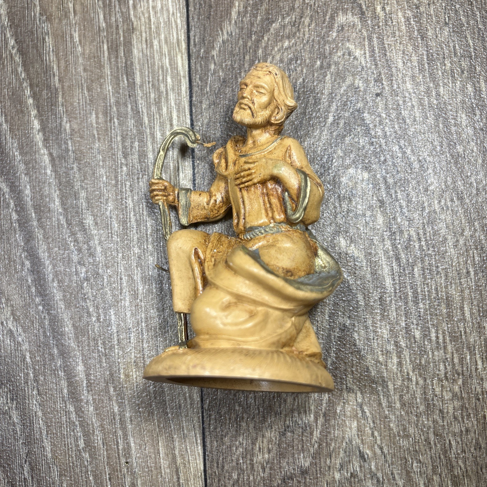 Vintage Kneeling Joseph Figurine Molded Plastic Nativity Creche Replacement