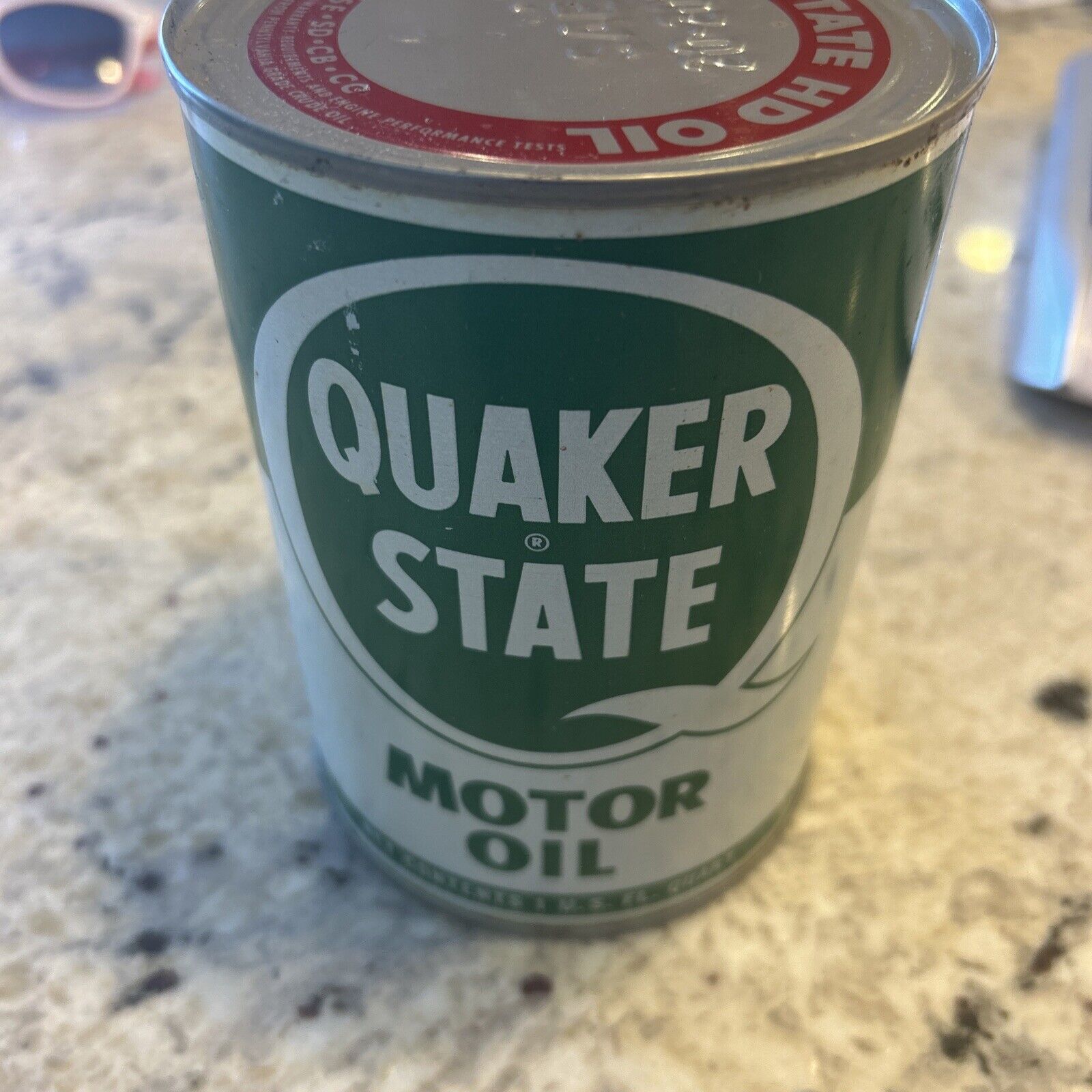Vintage QUAKER STATE SAE 20-20W Oil ~ 1 Quart Metal Can ~ Full ~ New old Stock