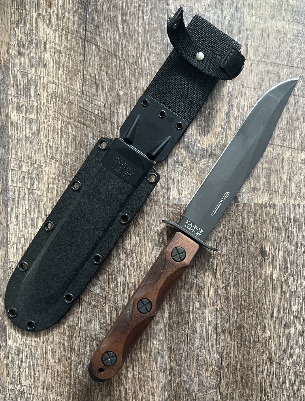 KA-BAR Ek commando knife EK45 Model 5 Fixed Blade Custom Walnut Handle Scales