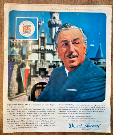 Vintage 1965 Disneyland \