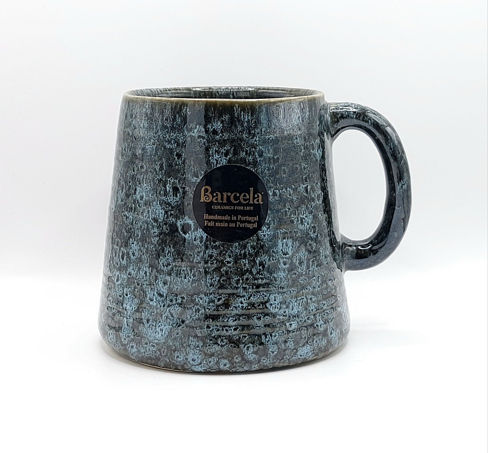 Artisanal Fire Glazed Storm Blue Tones Coffee Mug 16 Oz Ceramic Cup By Barcela