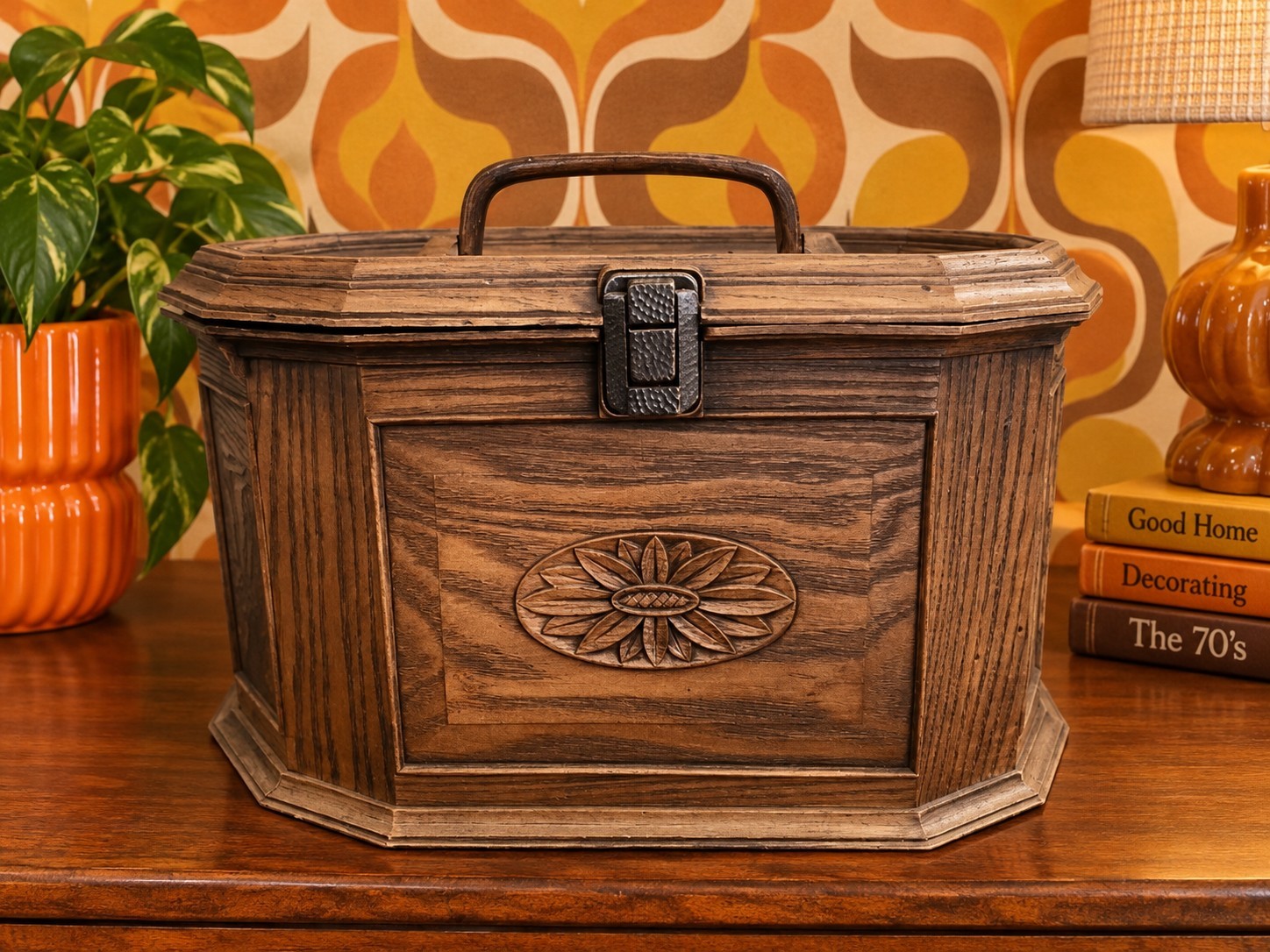 Vintage Lerner Faux Wood Sewing Box with Plastic Insert Grannycore Retro 70’s 