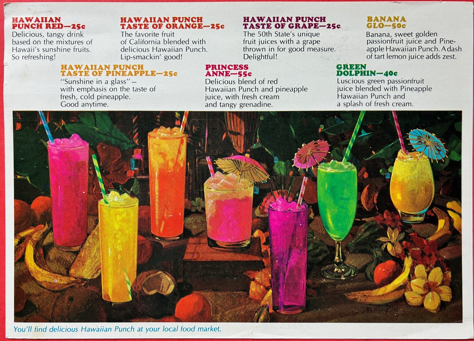 vintage SEA WORLD San Diego. 7x5 postcard. HAWAIIAN PUNCH Village RECIPES. 1972