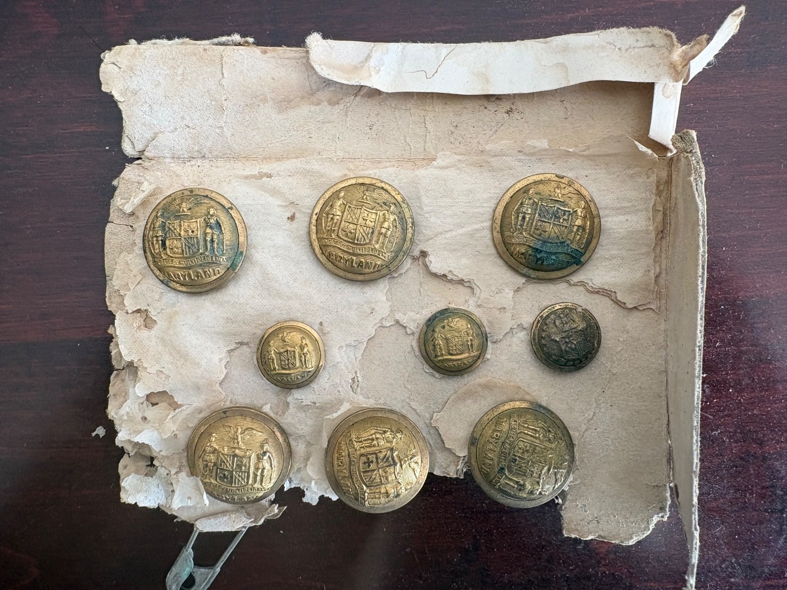 Rare Post-Civil War MD State Seal Buttons on Original\