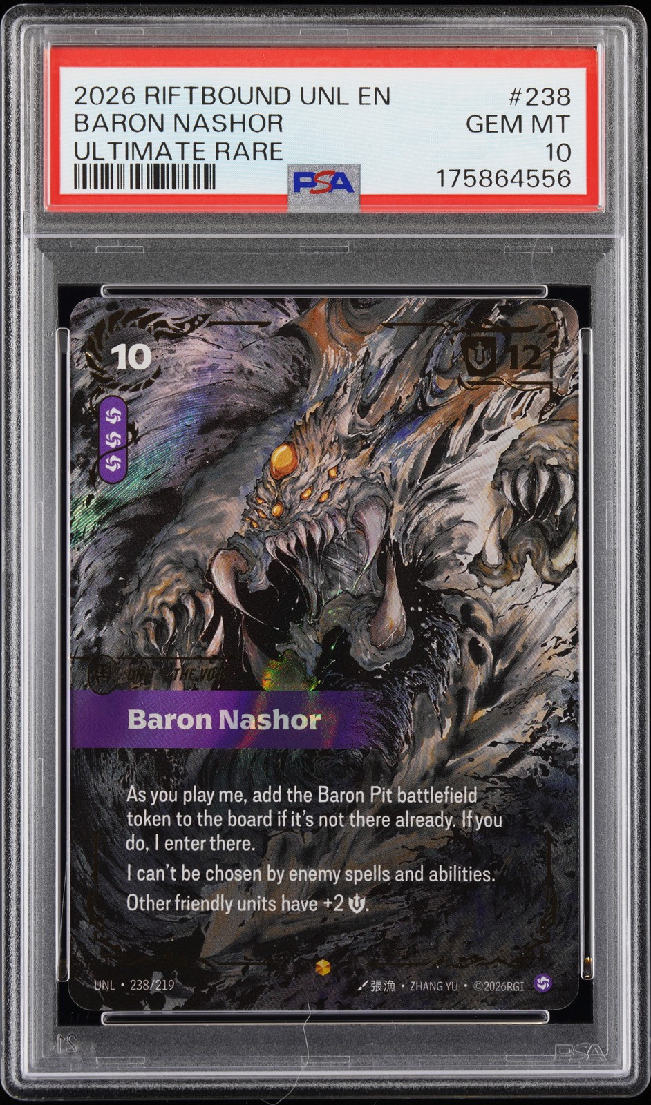 2026 RIFTBOUND: LEAGUE OF LEGENDS UNL-UNLEASHED #238 BARON NASHOR PSA 10