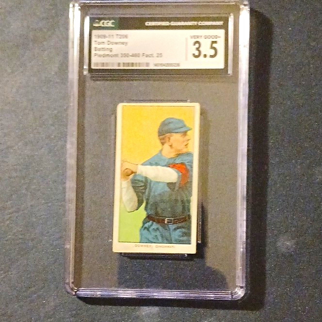 Tom Downey 1909-11 T206 Batting Piedmont 350-460 Fact. 25 CGC 3.5
