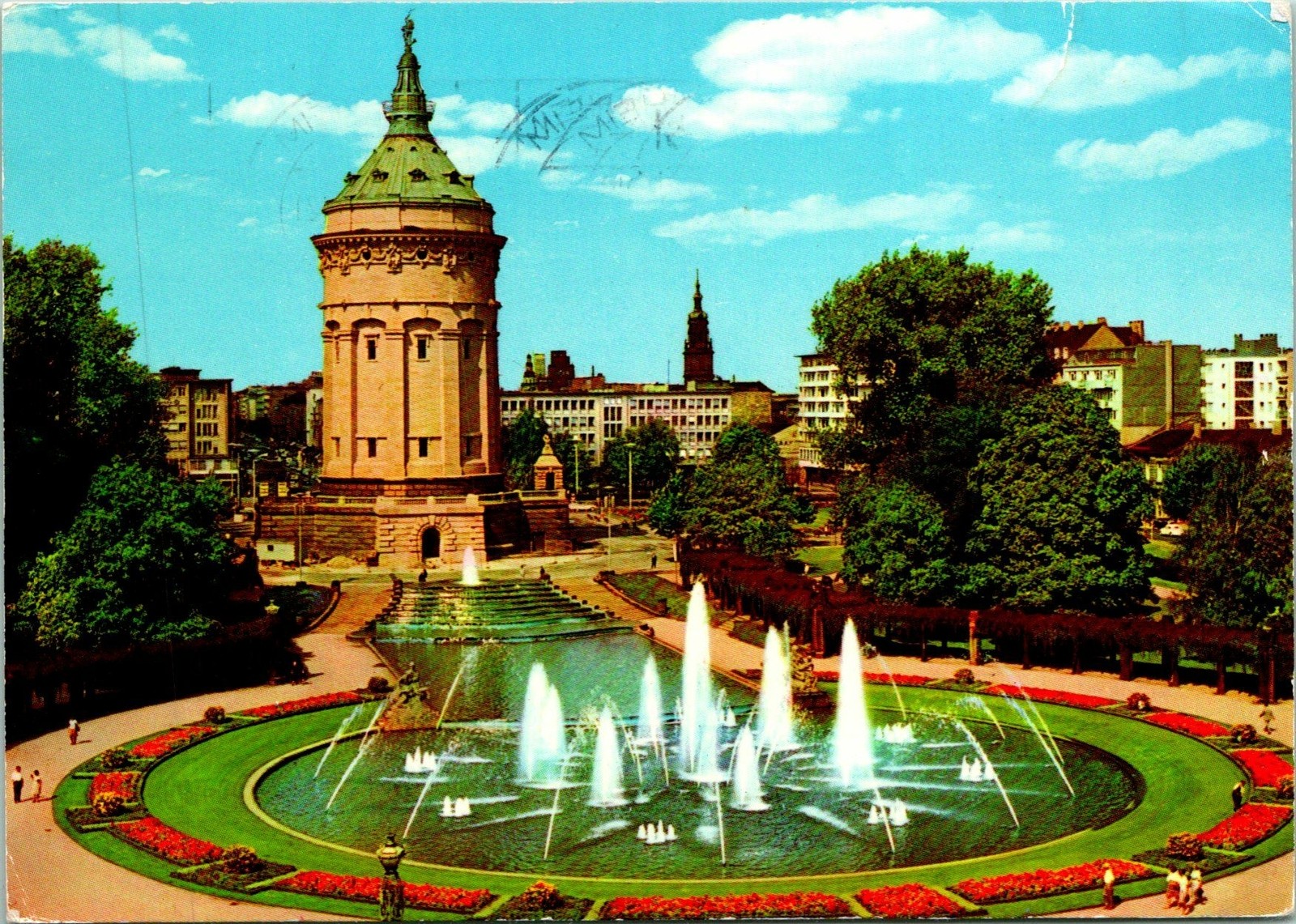 Mannheim Germany Fountain Postcard Used (33483)