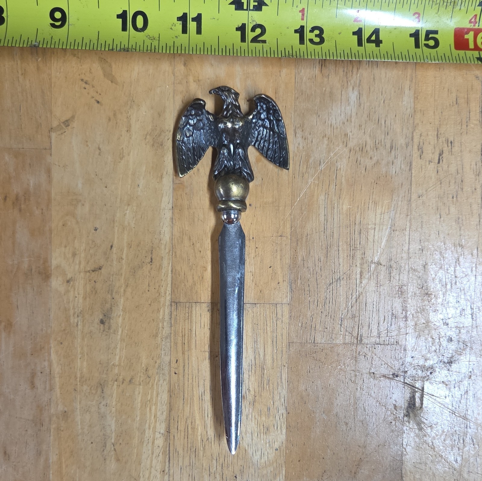 Vintage American Eagle Letter Opener Brass Tone Eagle Finial 10.5\