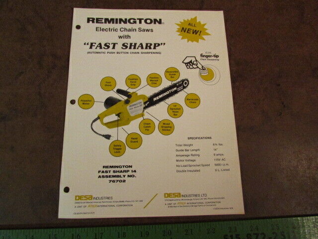 Vintage Remington Chainsaw paper Print Ad fast Sharp sign display Dupont