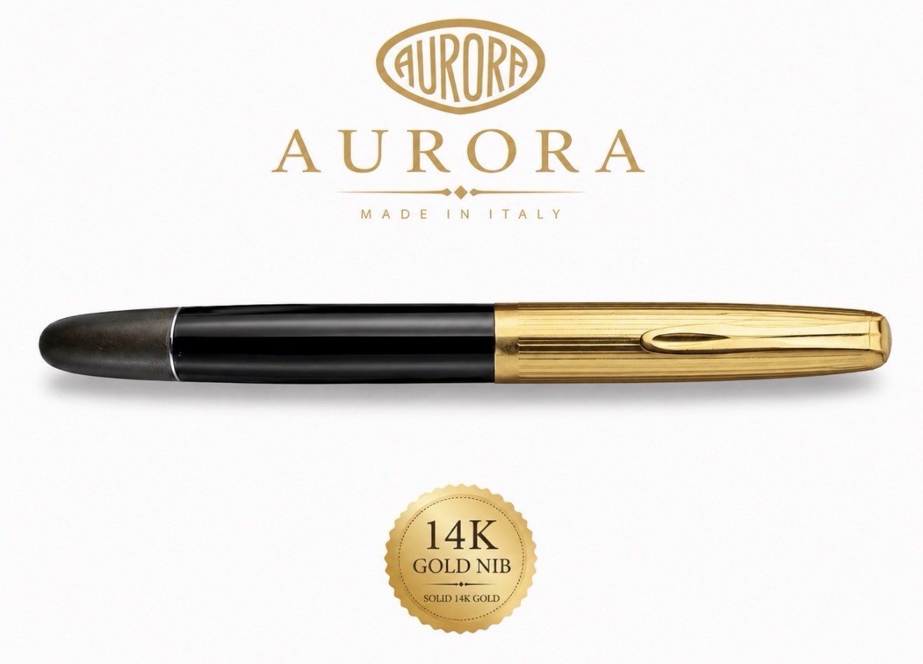 AURORA 88K Fountain Pen Gold M Nib Piston Vintage 1830185 50