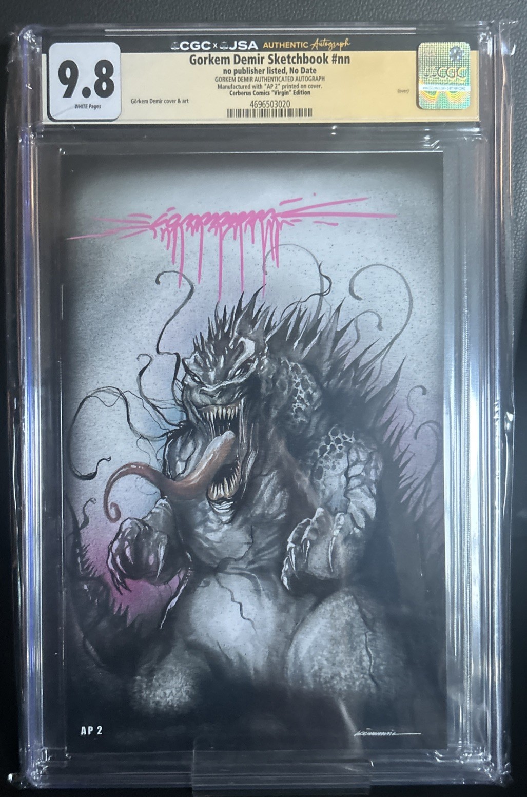 Gorkem Demir Sketchbook CGC 9.8 JSA - Godzilla - Signed - Cerberus Virgin - AP 2