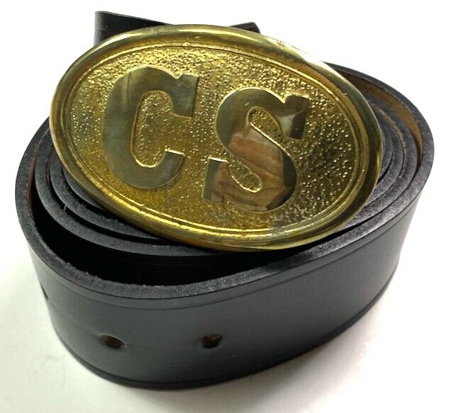 CIVIL WAR CS CONFEDERATE ENLISTED FIELD BELT & BUCKLE- SIZE 3 (FITS 36-46 INCH)