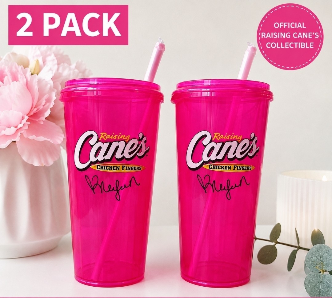 Raising Cane's x Megan Moroney cup with lid and pink straw 2 Pack