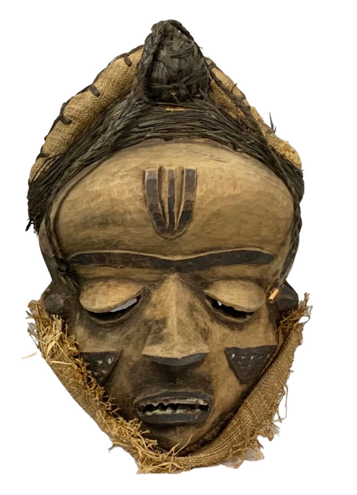 Vintage Older African Tribal Carving Wood Western PENDE Mask 12.5 x 7”