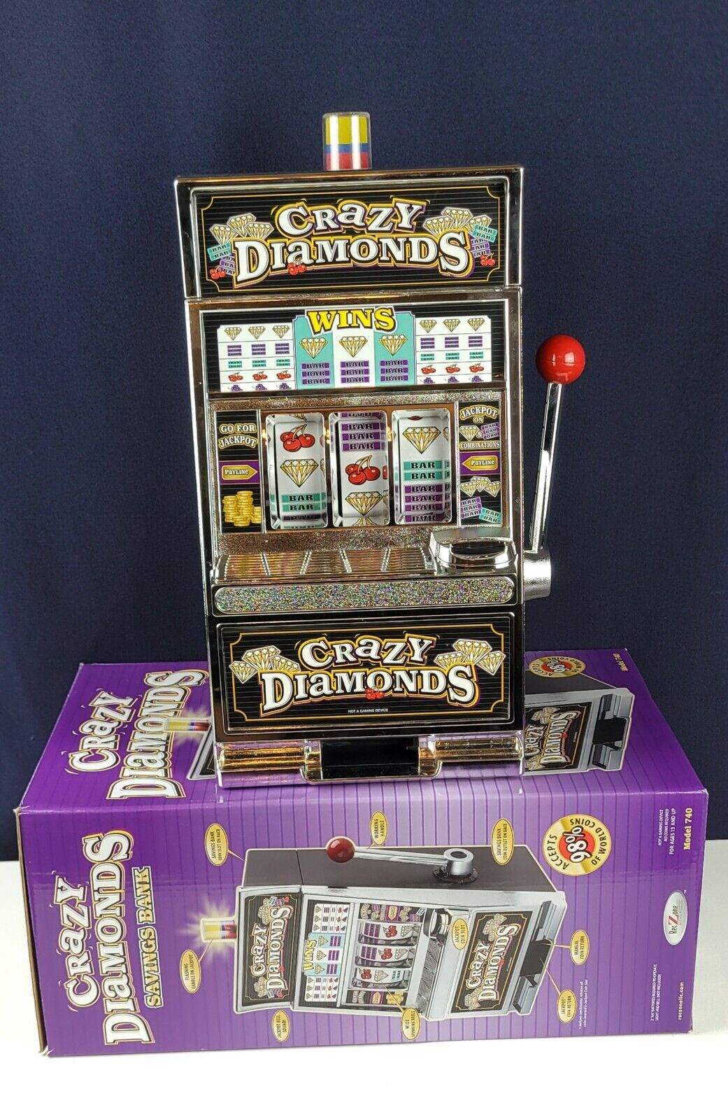 RecZone LLC Crazy Diamonds - Slot Machine Bank Replica, Savings Bank 15\