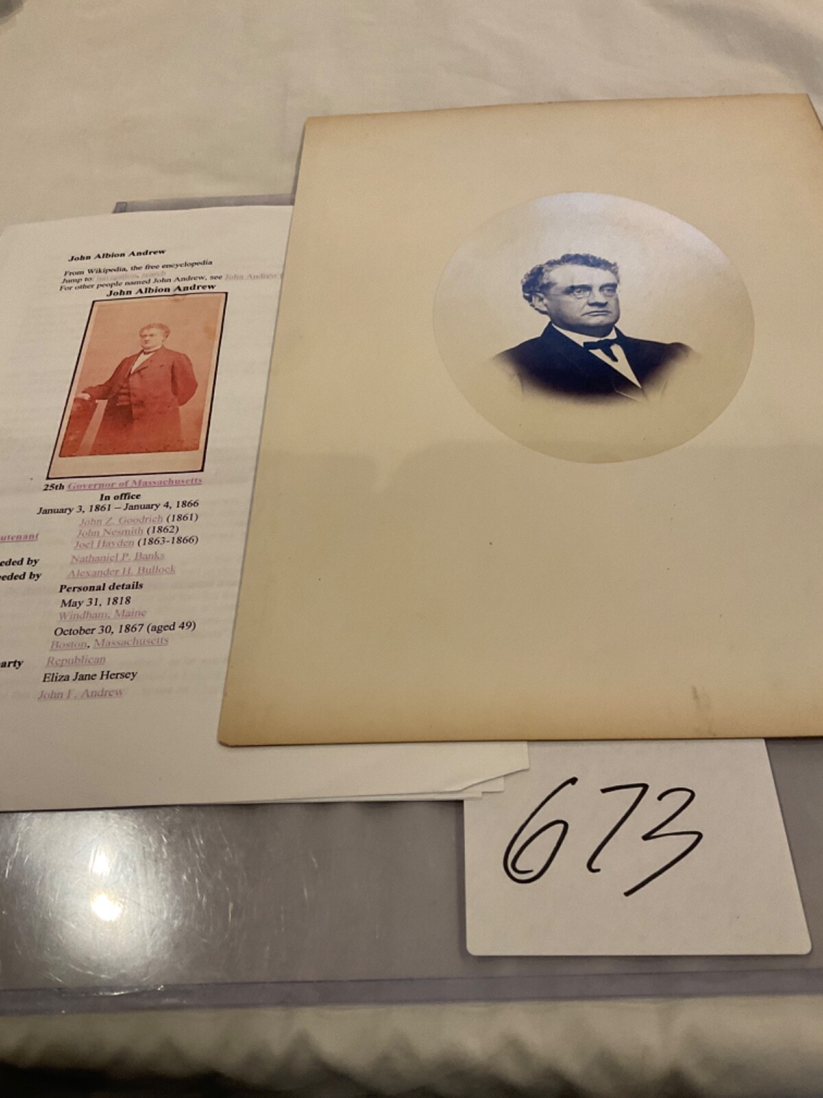 673 CIVIL WAR MASSACHUSETTS GOVERNOR JOHN A ANDREW PHOTO ( FUGITIVE SLAVE ACT 673 CIVIL WAR MASSACHUSETTS GOVERNOR JOHN A ANDREW PHOTO ( FUGITIVE SLAVE ACT