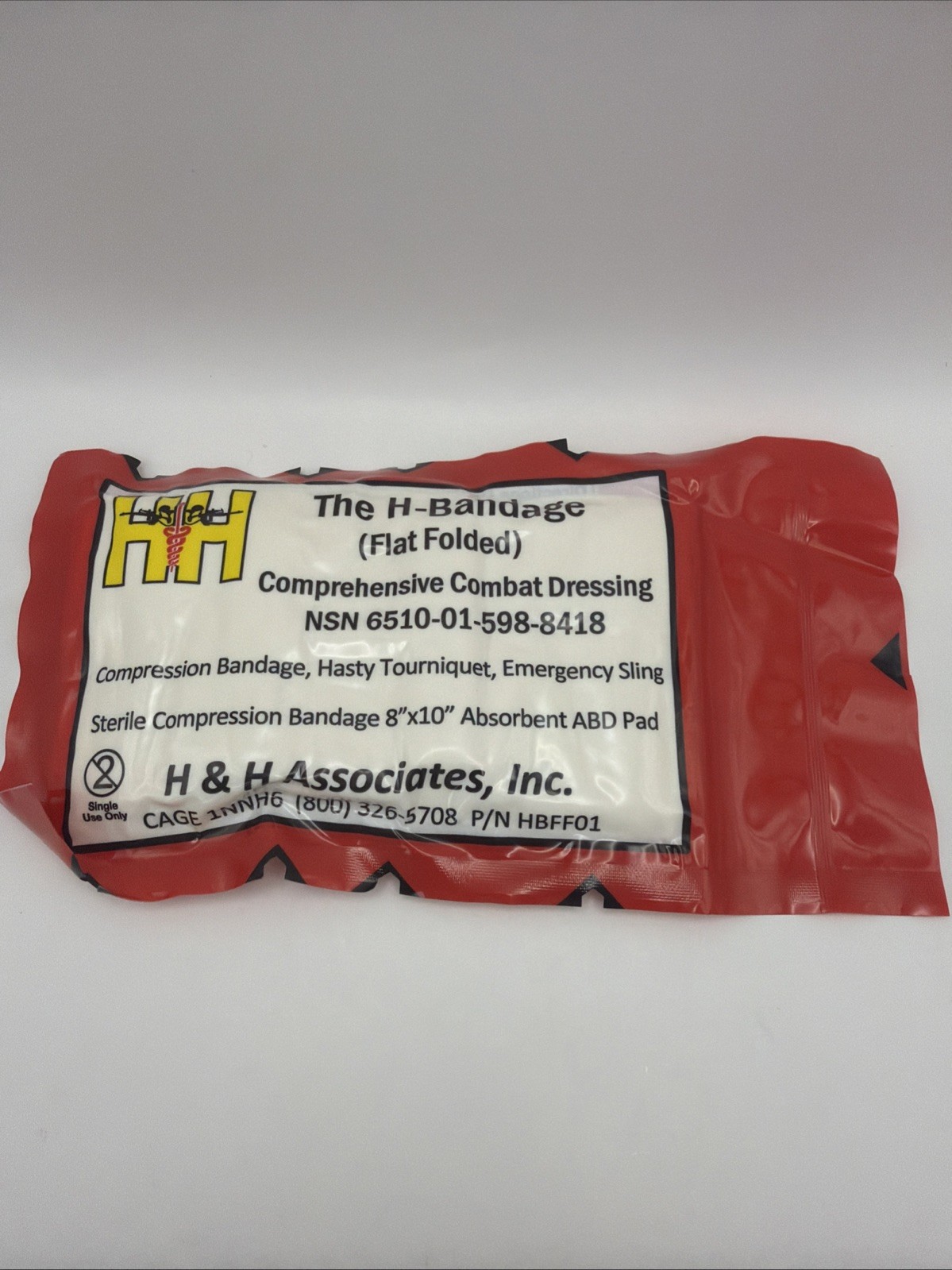 H&H H-Bandage Flat Folded Combat Dressing 8” x 10” Sealed Exp 03/2016