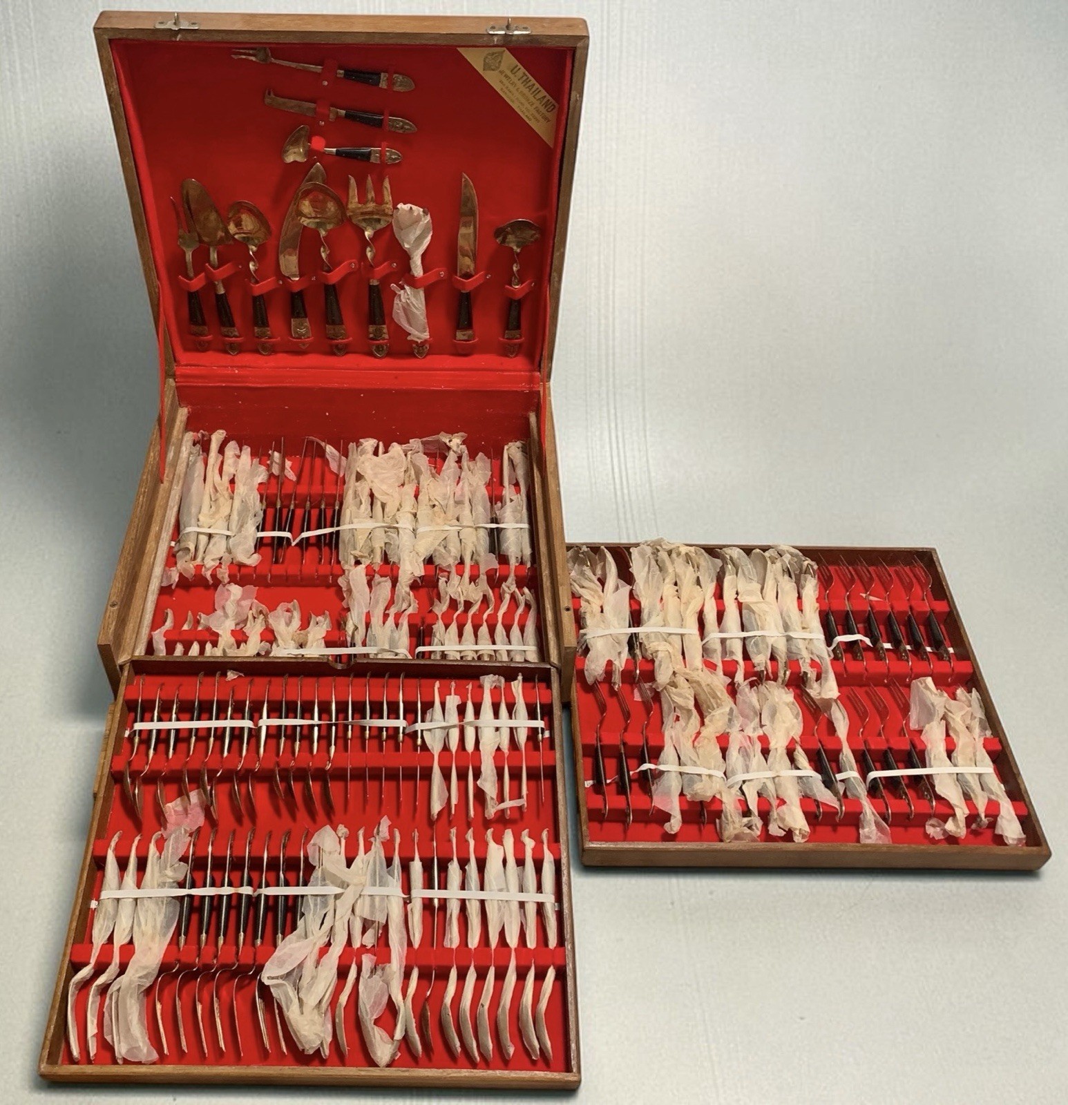 Vintage MCM U. Thailand Thai Nickel Bronze Flatware Set 144 Pc. Service For 12