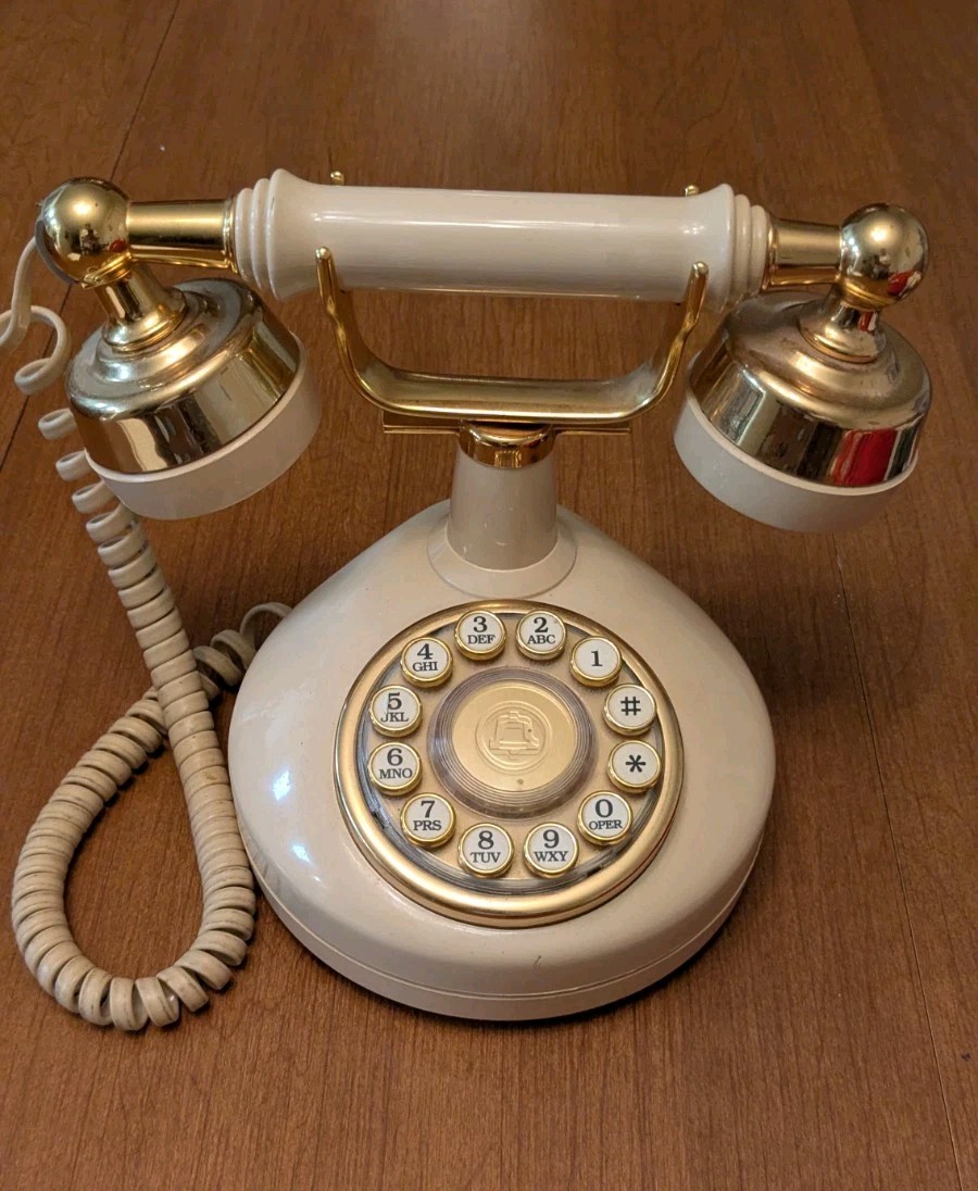 Vintage Western Electric Princess Touch Tone Desk Telephone Cream Gold