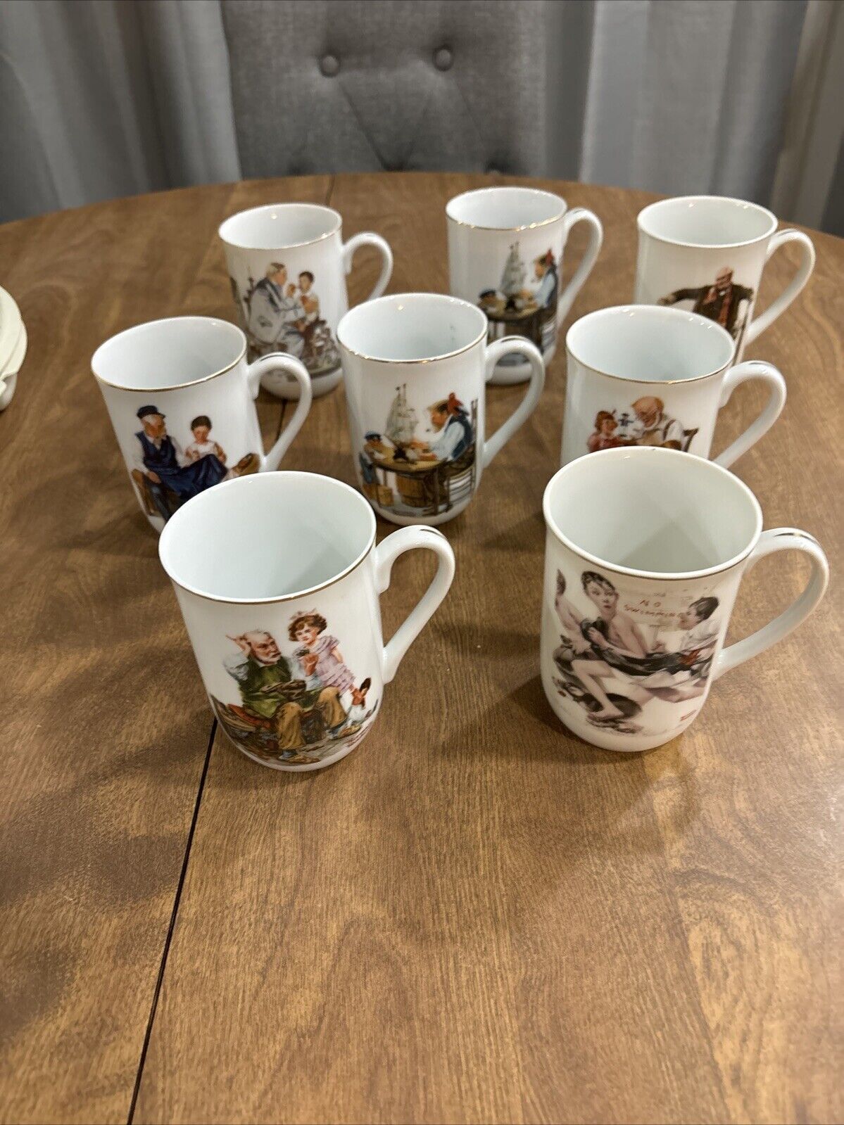 Vintage 1982 Norman Rockwell Coffee Cup Tea Mug Museum Decorative Lot  Of 8 VGC