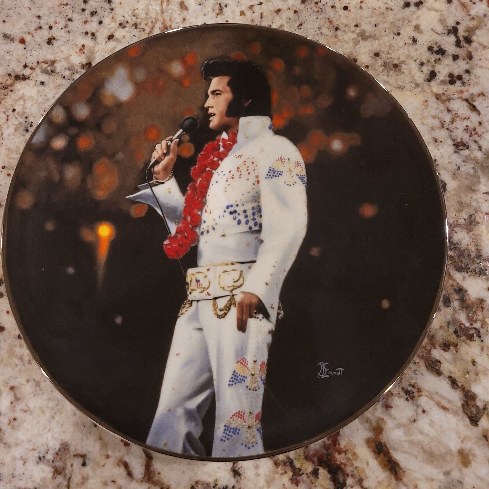  Elvis Presley Delphi 1991 Collectible Plate. Aloha From Hawaii. Bba7