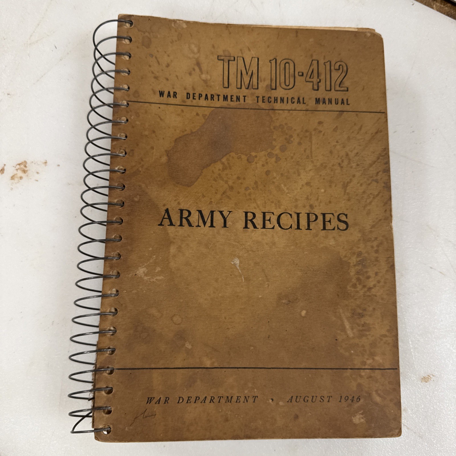 1946 WWII Army Recipes TM 10-412 War Department Technical Manual Spiral Bound