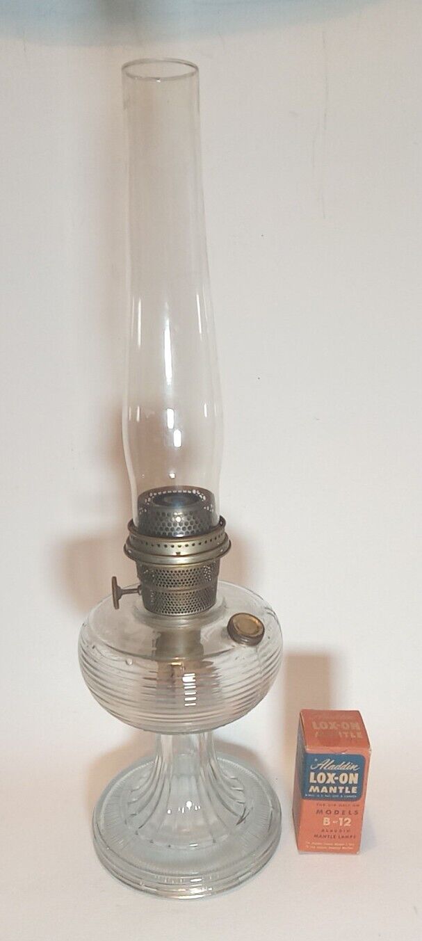 1930s Aladdin Nu-Type Model B Clear Glass Beehive  Lamp Complete W/New Mantle