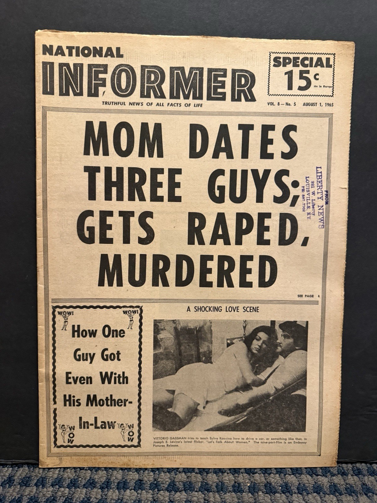 1965 Aug 1 National Informer  Newspaper, Vittorio Gassman, Sylva Koscina (VRN10F