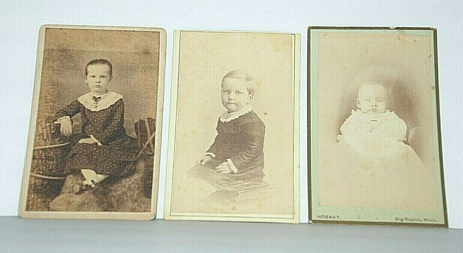Antique Photographs Cabinet Card Photos Seated Kids Girl Baby Children Lot of 3 