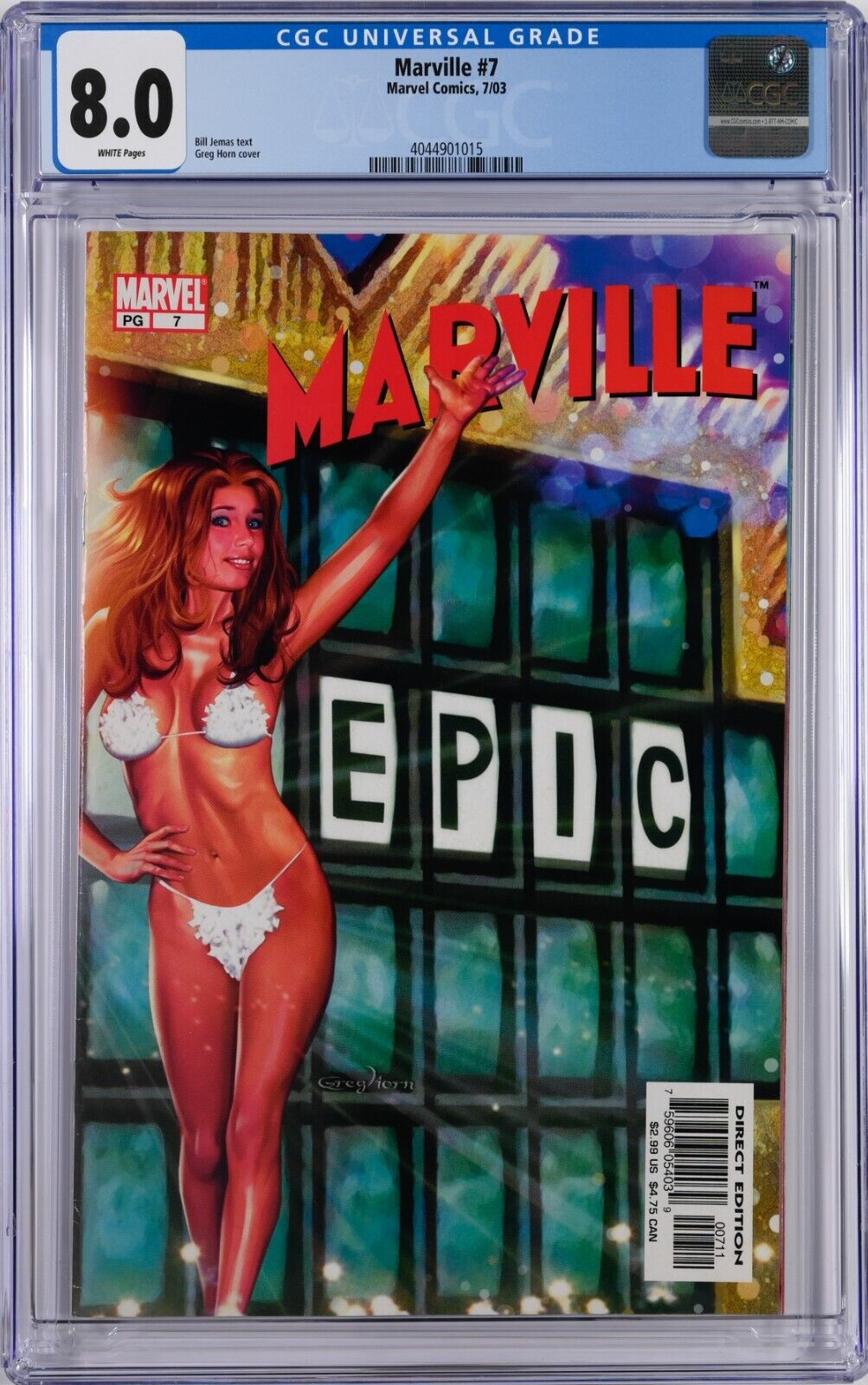 Marville #7 CGC 8.0 (Jul 2003, Marvel) Bill Jemas, Cover Art by Greg Horn