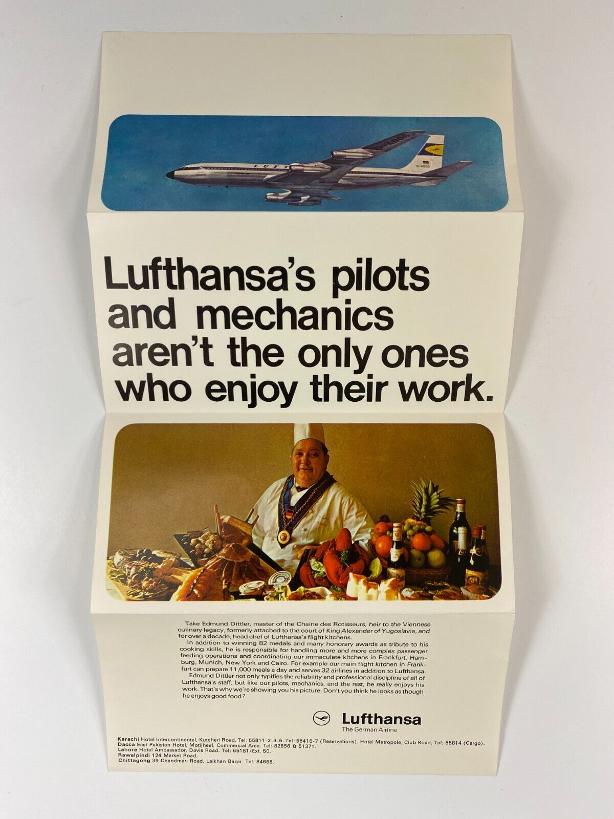 Vintage Lufthansa Brochure - Karachi, Dacca, Lahore, Rawalpindi, Chittagong