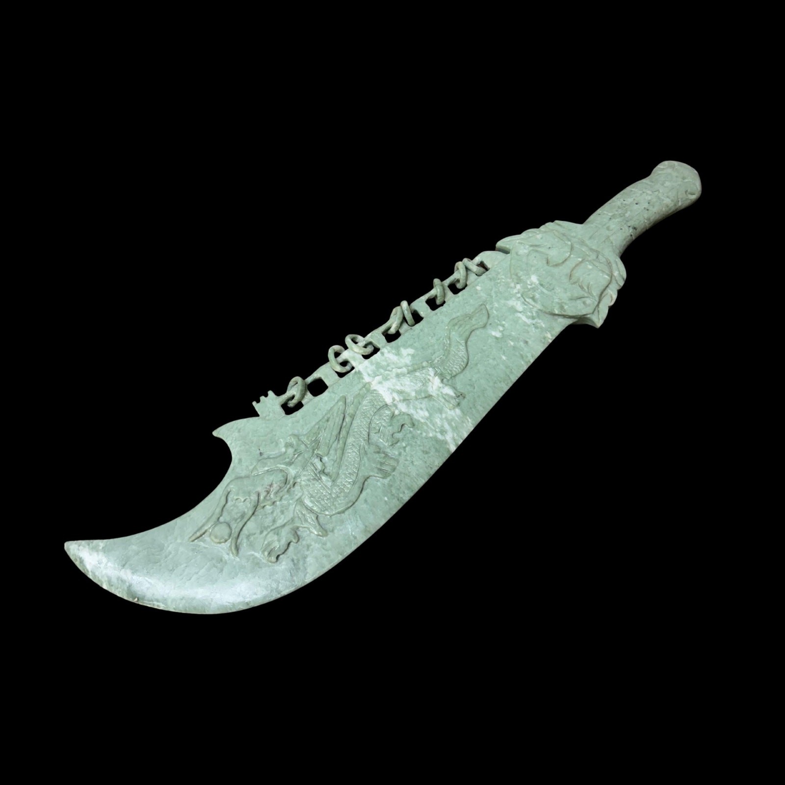 Vintage Jade Ceremonial Knife Hand Carved - 19 inches Long