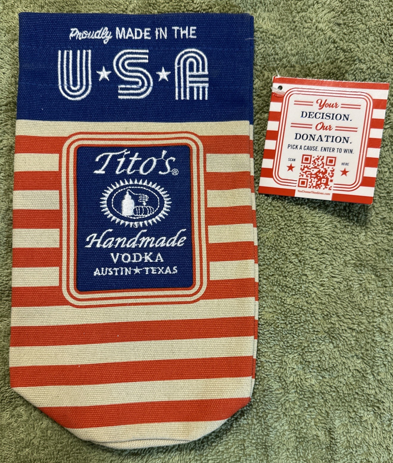 Tito’s Hand Made Vodka American Flag Bottle Bag NWT Austin Texas