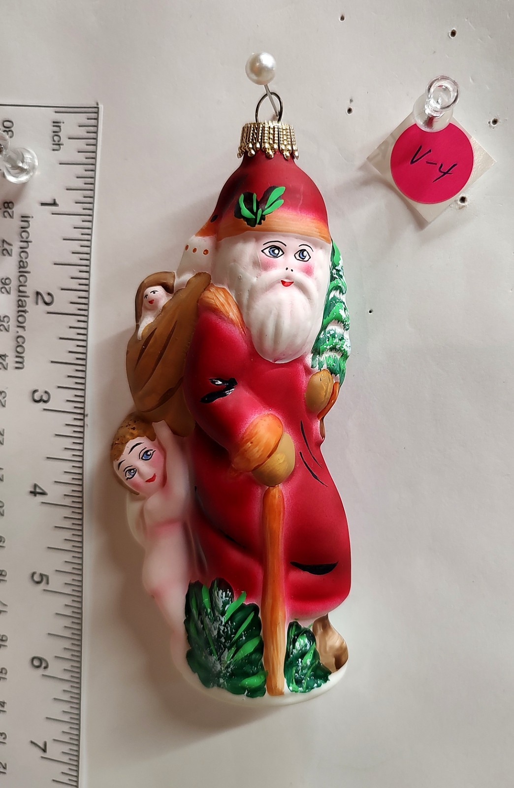 Vintage  Vaillancourt Father Christmas w/Angel Ornament Germany w/ Box  5 1/4\
