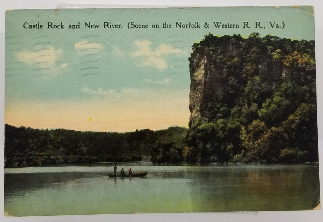 Castle Rock & New River Scene Norfolk & Western Virginia c1913 Postcard