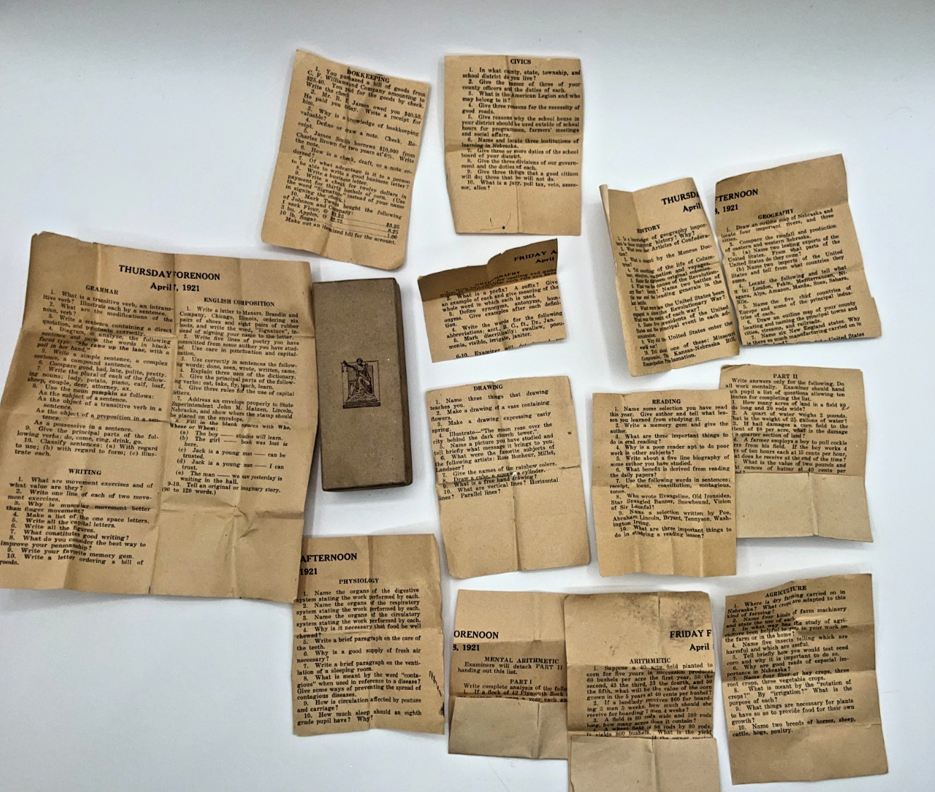 1921 Vintage  Education Ephemera Lot Clipped Newspaper Lessons Civics Physics