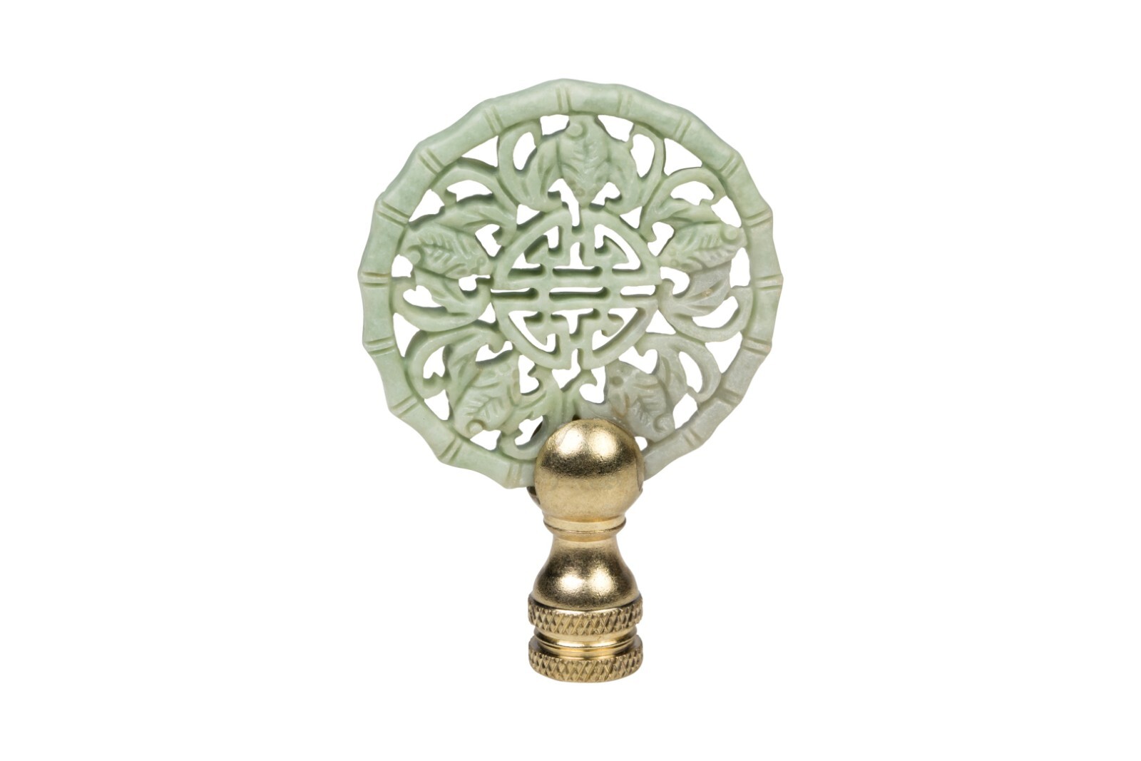 Beautiful Vintage Style Hand Carved Green Jade Double Happiness Lamp Finial 3