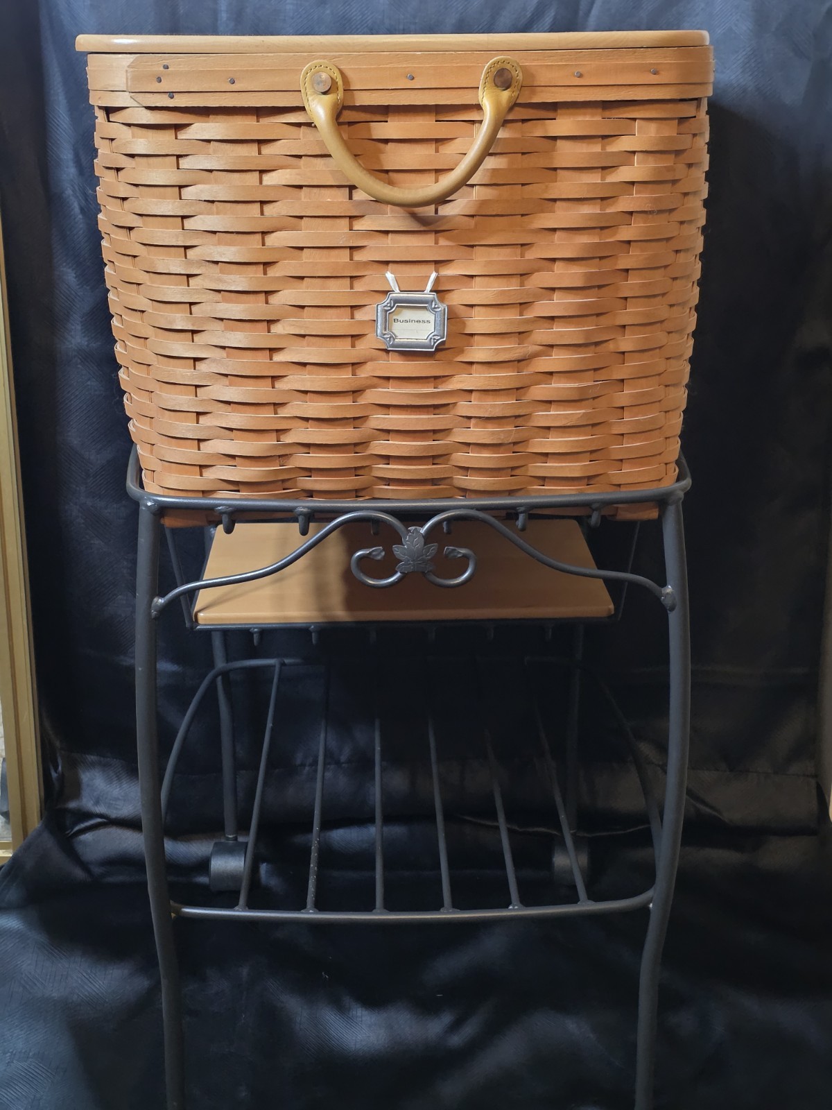 Longaberger Hostess File Basket & Wrought Iron Stand