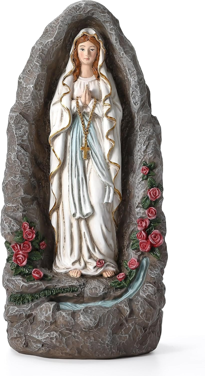 Our Lady of Lourdes Statue 18 Inch Hand Painted Virgin Mary Catholic Yard Decor