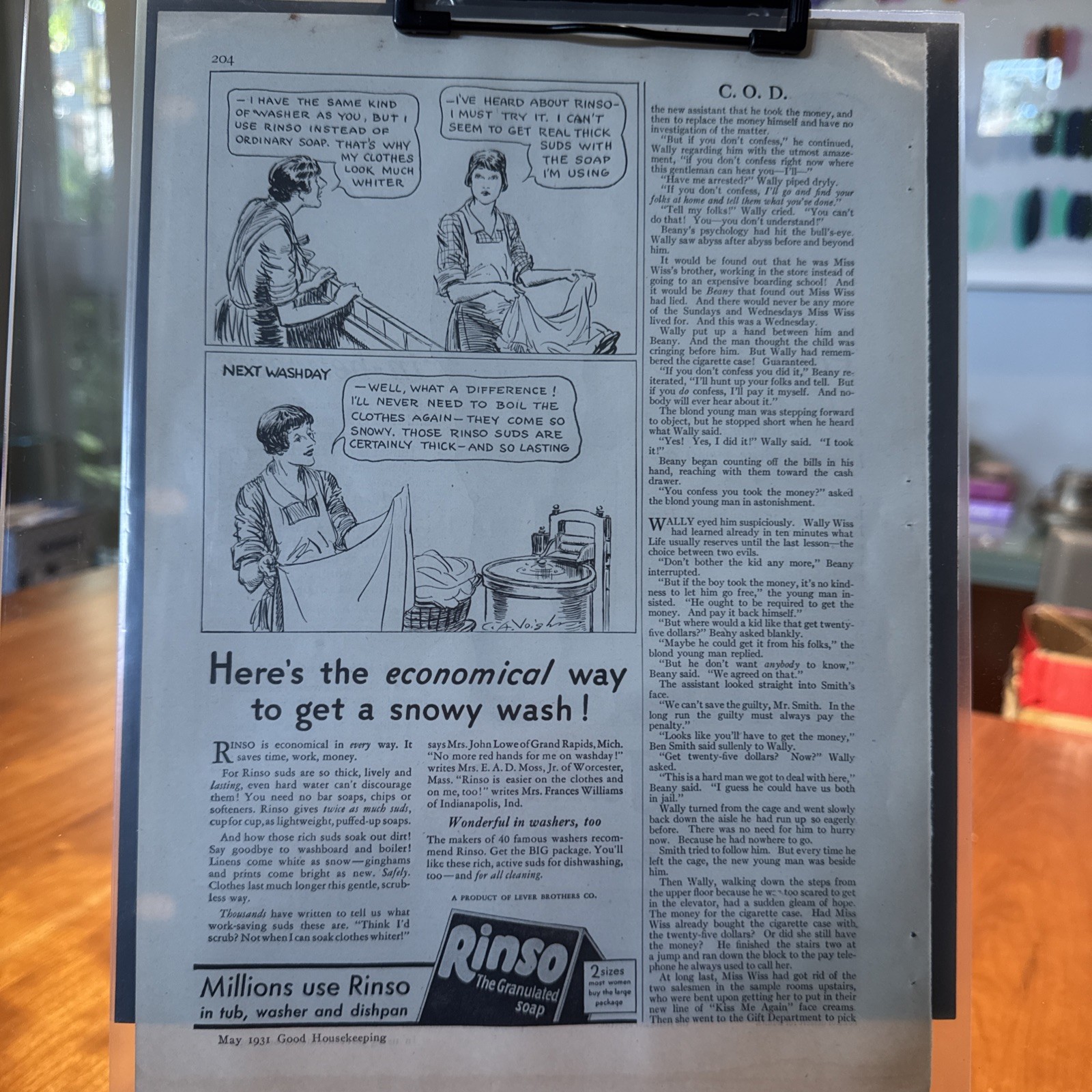 FREE SHIP Rinso / Junket - Good Housekeeping May 1931 - Vintage Ad
