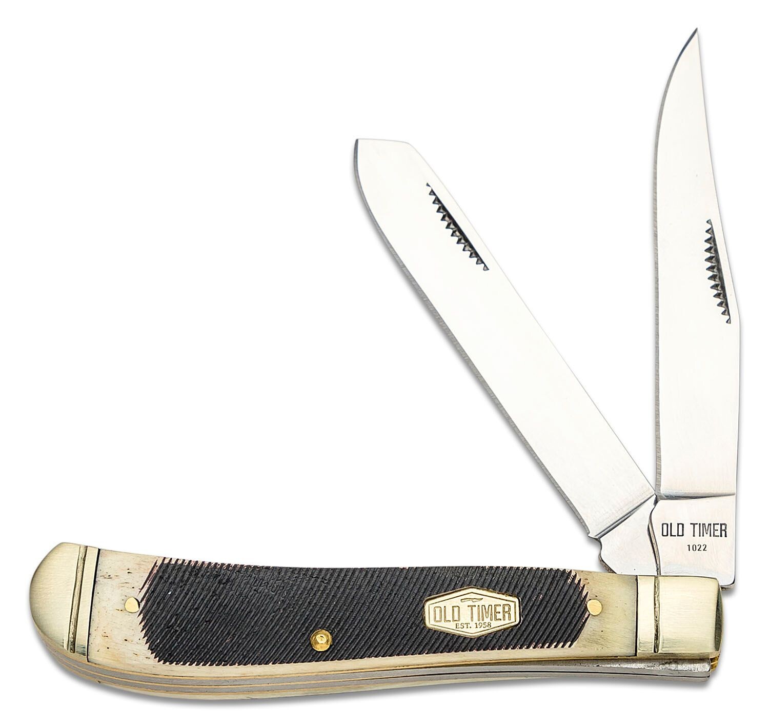 94OTB Genuine Bone Gunstock Trapper Folding Knife  1193078