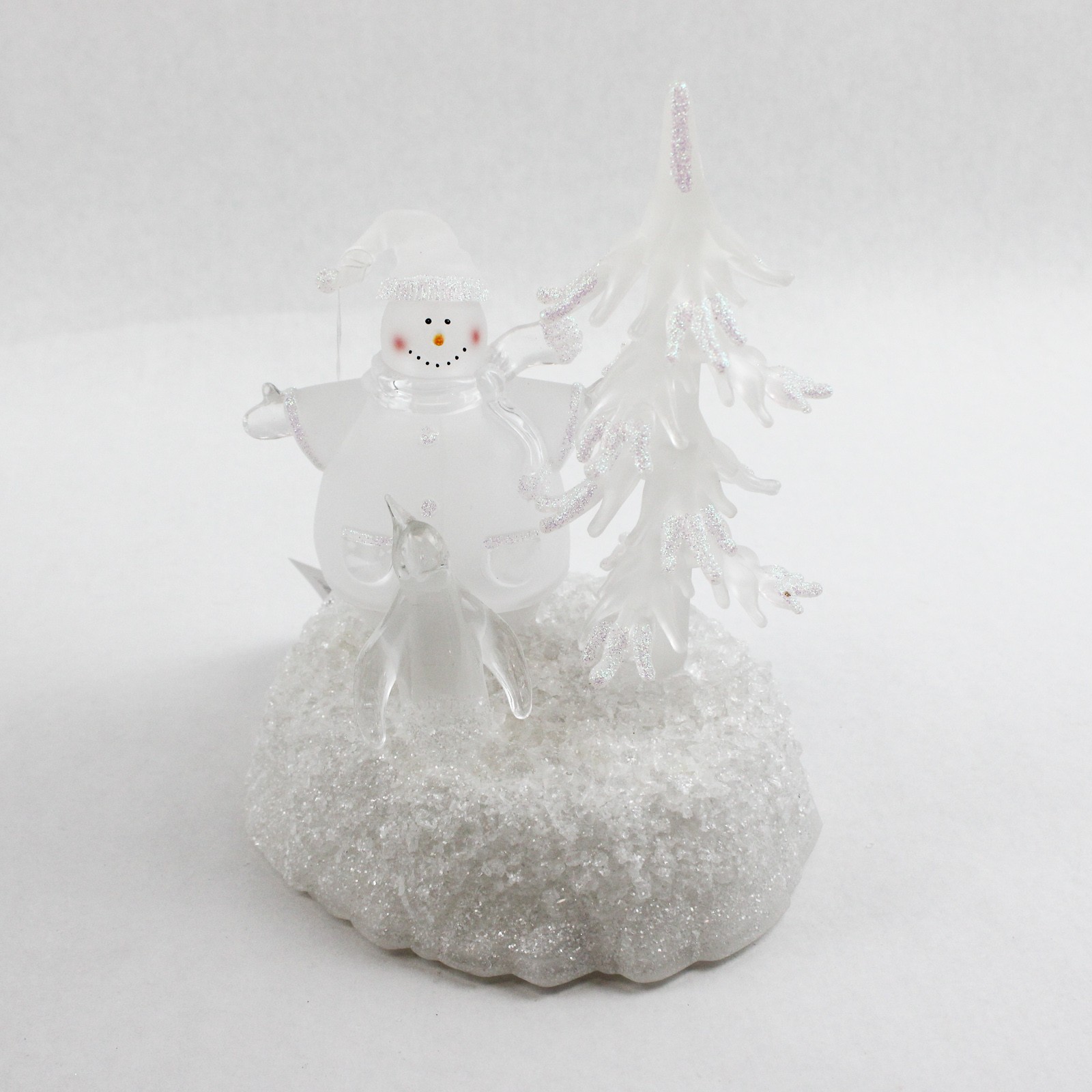 Enesco 2004 Twinkling Christmas Lighted Snowman/Tree Figurine 827165 Tested