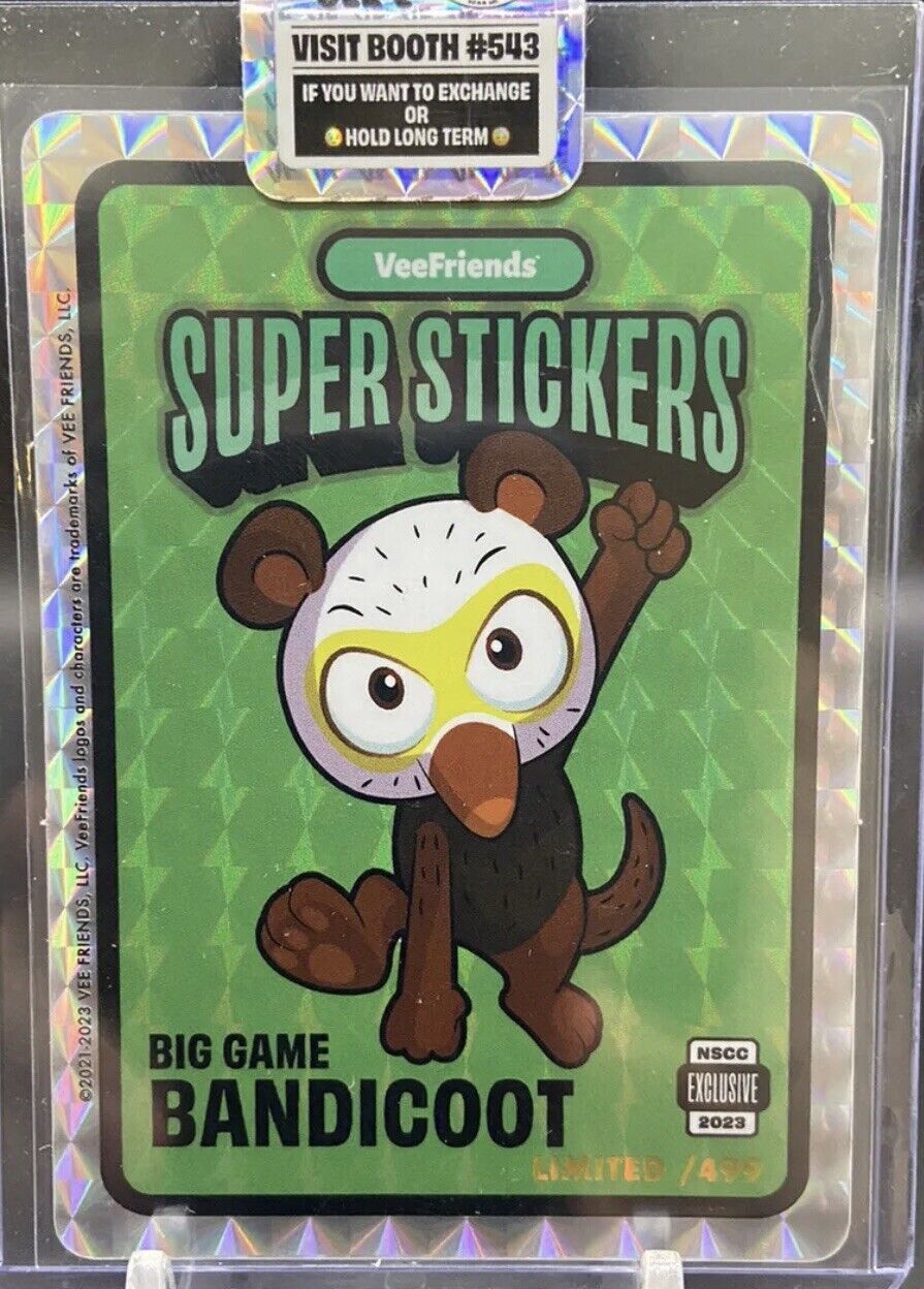 VeeFriends Super Stickers Big Game Bandicoot 2023 National NSCC VIP /499 SP