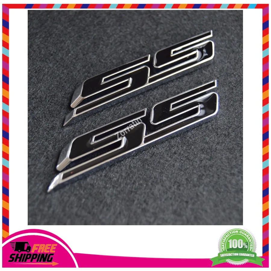 2Pcs SS Slant Fender Emblem Badge Fits Chevrolet Camaro Impala Malibu Self-Ad... 2Pcs SS Slant Fender Emblem Badge Fits Chevrolet Camaro Impala Malibu Self-Ad...