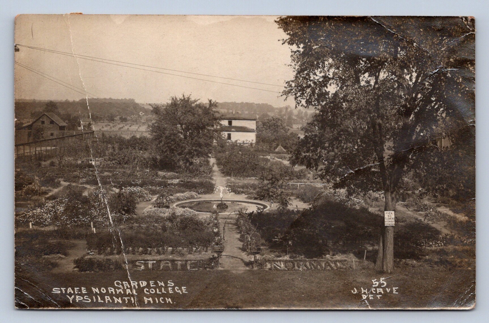 J97/ Ypsilanti Michigan RPPC Postcard c1910 State Normal College Garden 400