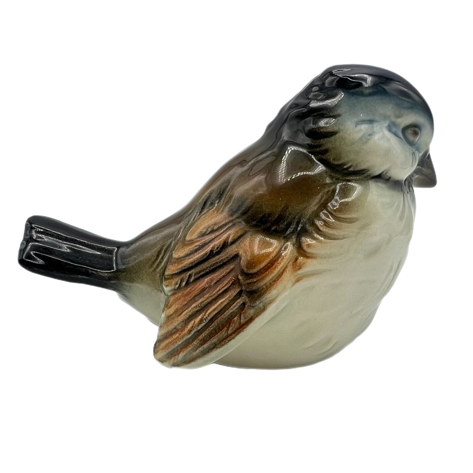 Vintage Goebel West Germany Porcelain Blue Brown Sparrow Bird Figurine