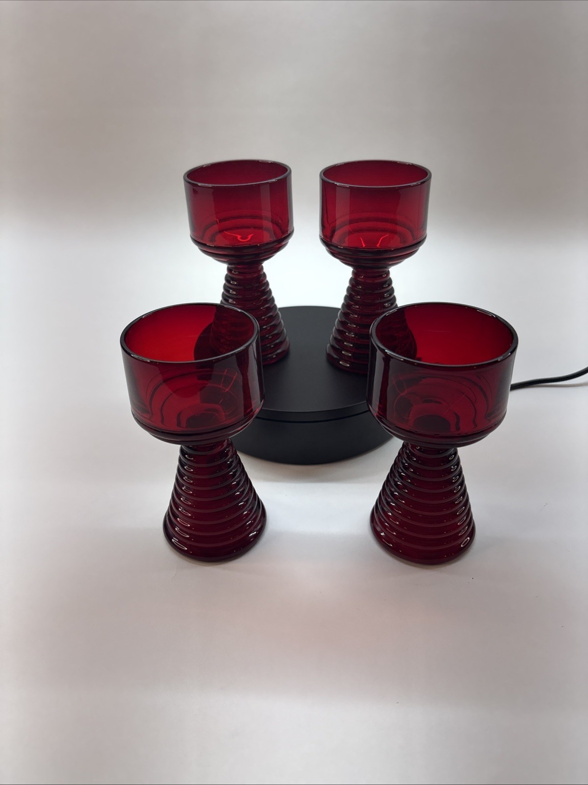 Art Deco Roemer Goblet Ruby Red Wine Cocktail Glass Antique Scarce ( Lot 4)