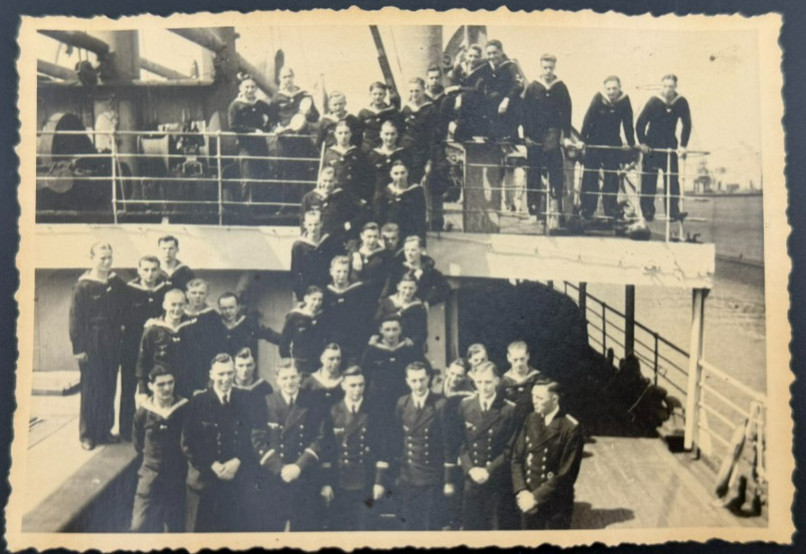 Vintage Military Photo Sailors Crew on Deck Warship Navy Maritime 1930s 1940s