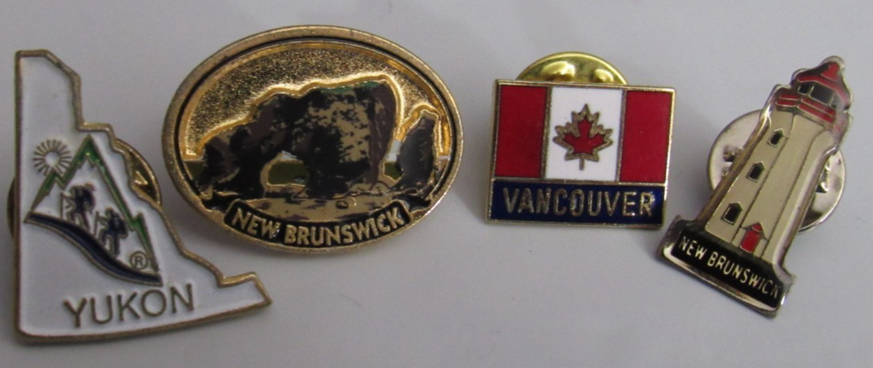 LOT VTG Canada 4 Pins Provinces Yukon New Brunswick Vancouver Metal Enamel city