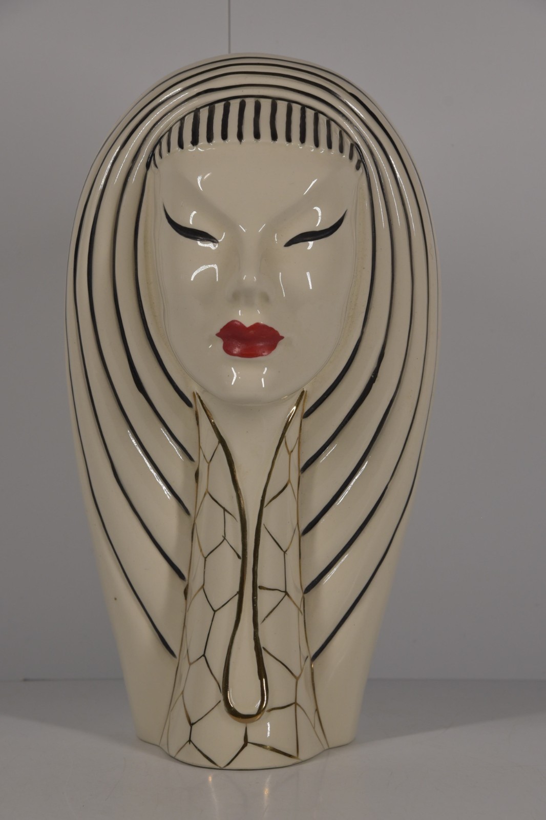 Vintage Sarsaparilla Art Deco Woman's Bust Head Vase Pottery Egyptian Revival
